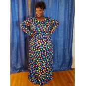 LW Plus Size Dot Print Patchwork A Line Skirt Set