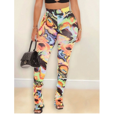 

LW High-waisted Mixed Print Stretchy Pants, Multi