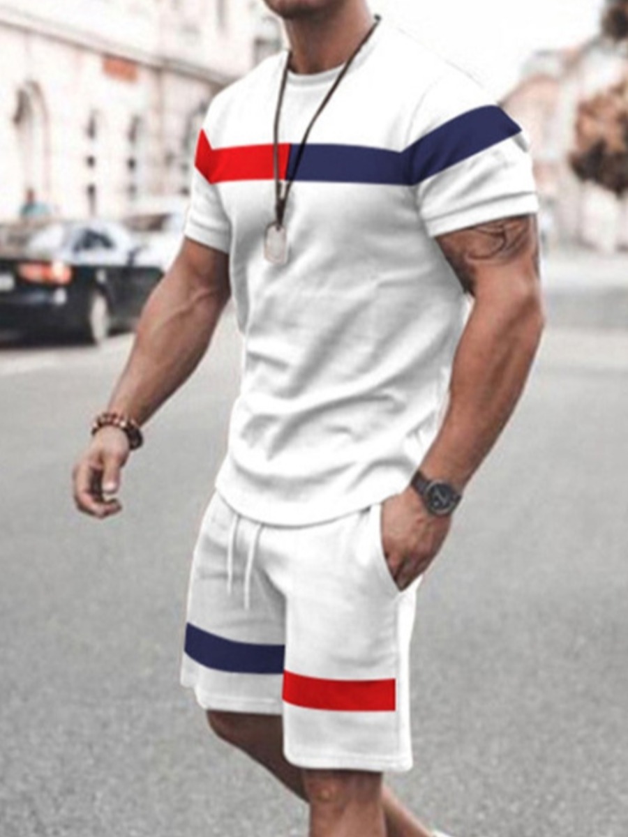 LW Men Striped Drawstring Shorts Set