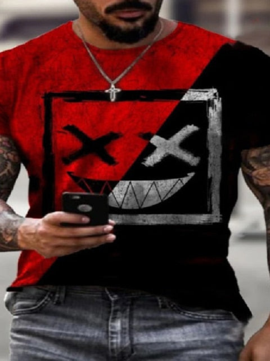

LW Men Graffiti Print Regular T-shirt, Red