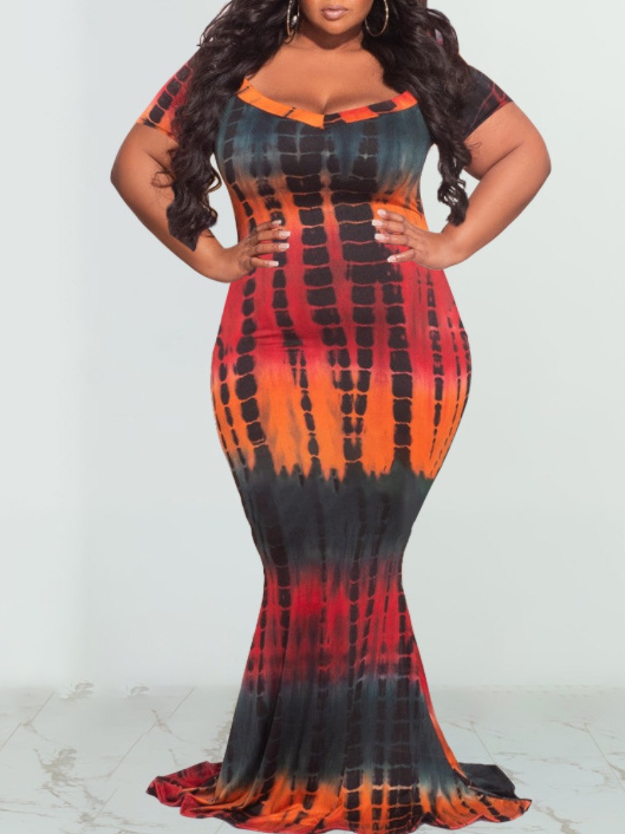 

LW Plus Size Tie-dye Mermaid Dress, Multi