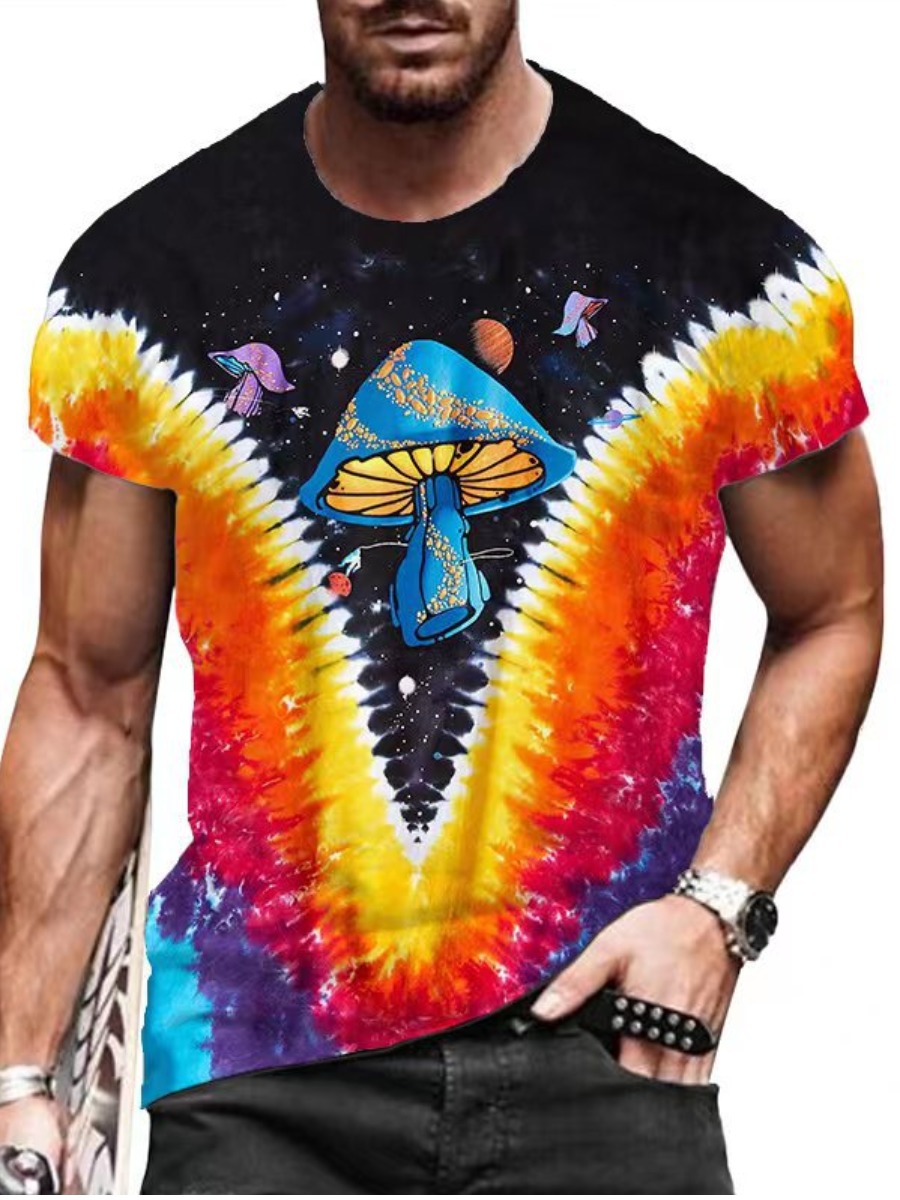 

LW Men Tie-dye Patchwork T-shirt, Multi