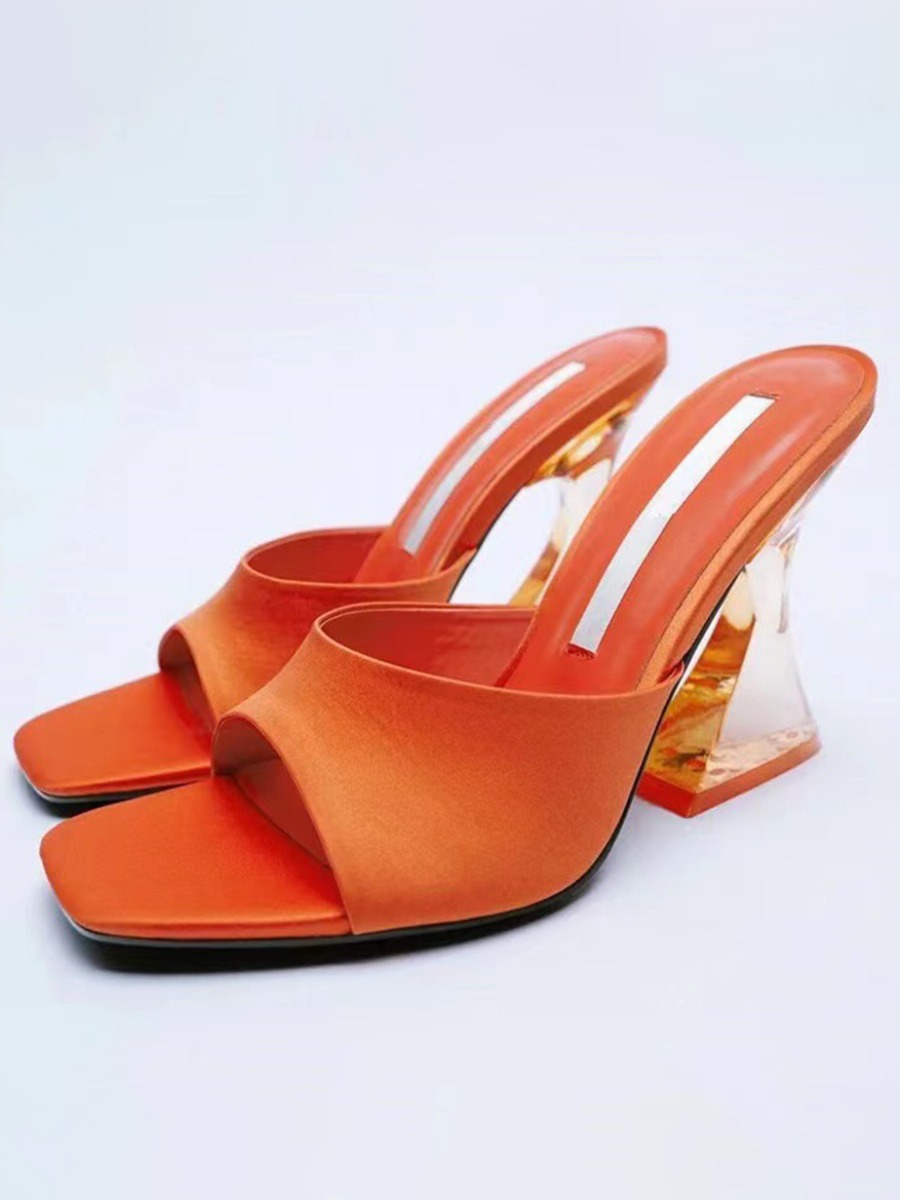 

LW SXY Glass Heel Open Toe Heels, Orange