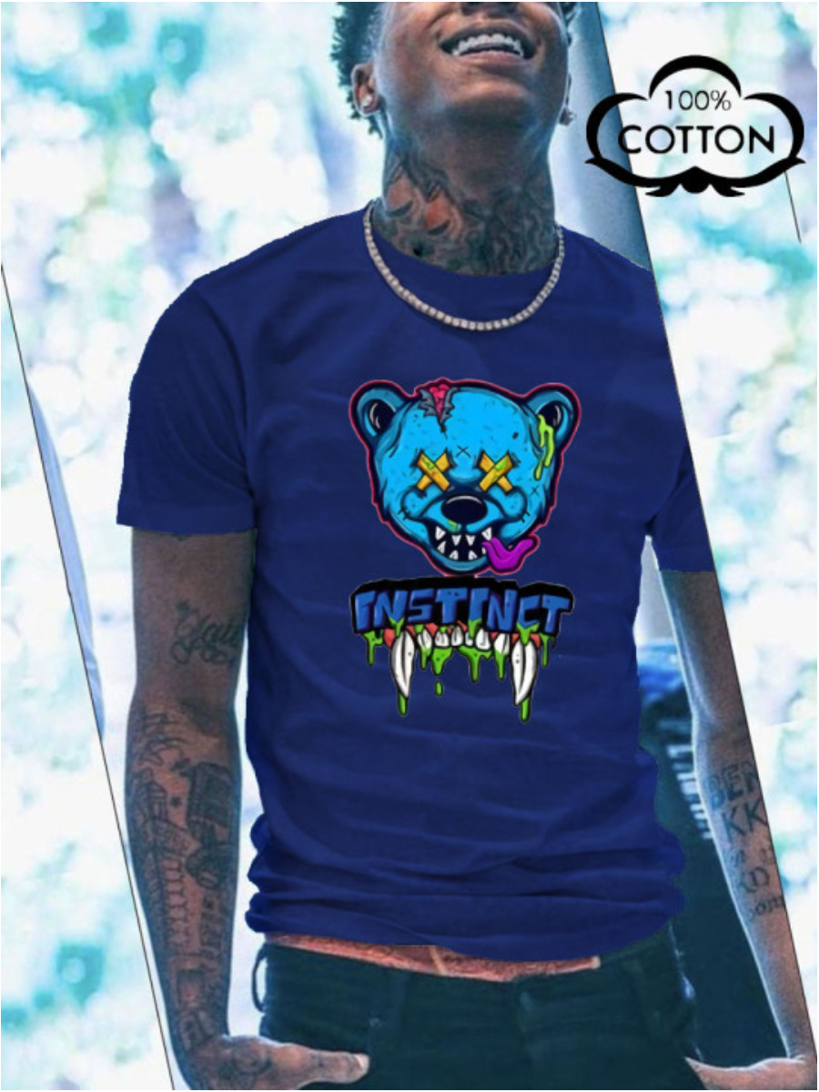 LovelyWholesale Men Cartoon Letter Print T-shirt Summer Short Sleeve Street Pullovers Round Neck Spring Summer 2024