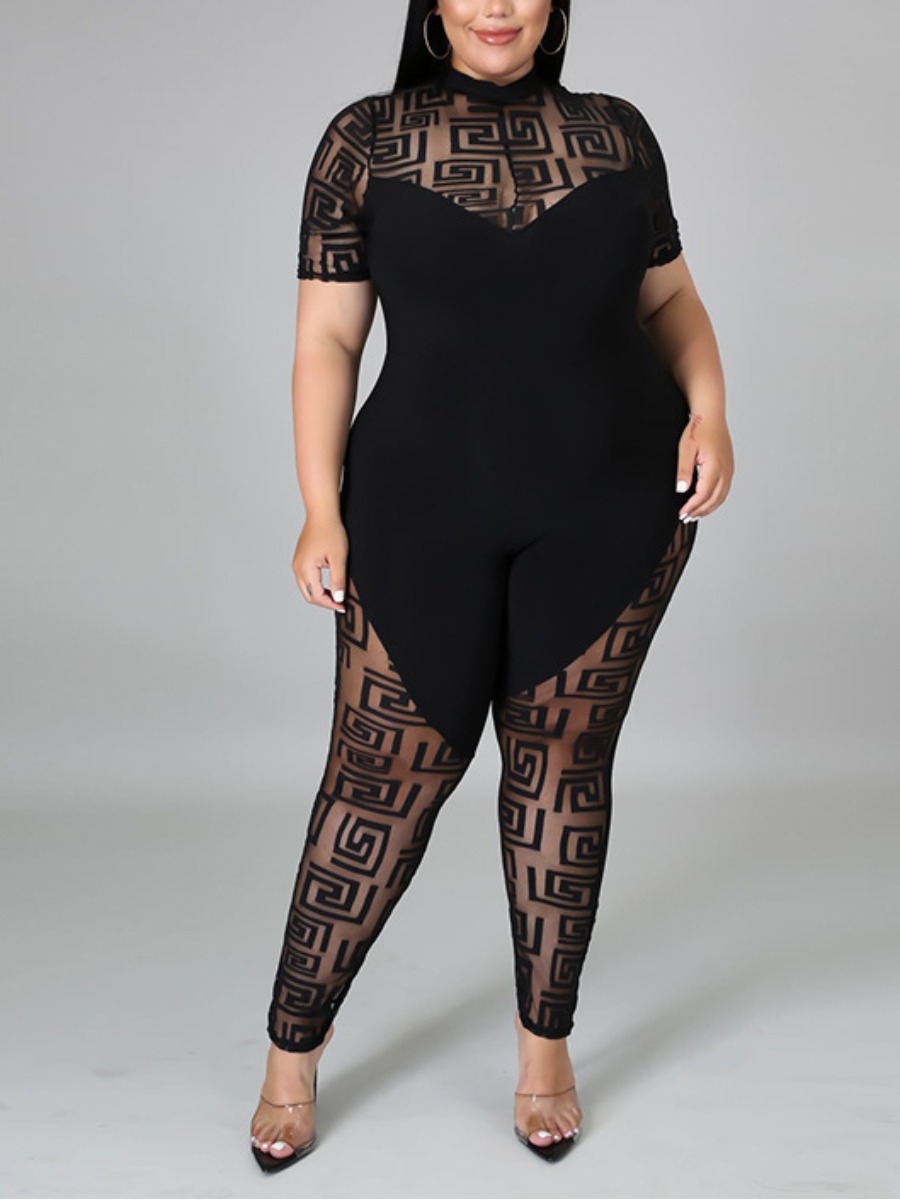 LW SXY Plus Size See-through Stretchy Jumpsuit