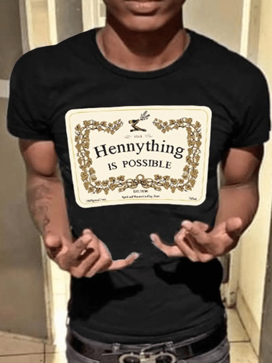 LovelyWholesale Men Letter Print Patchwork T-shirt Summer Short Sleeve Casual Round Neck Spring Summer 2024