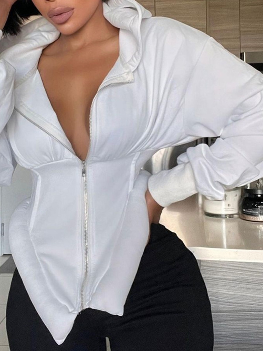 LW Zipper Design Asymmetrical Hoodie Outerwear LW Zipper Design Asymmetrical Hoodie Outerwear