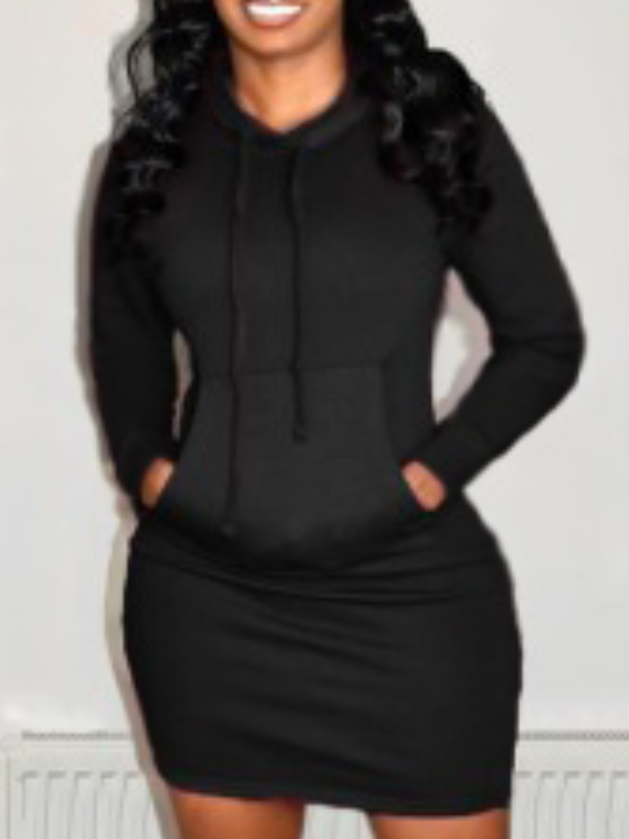 LW BASICS Pocket Decor Solid Sweat Dress