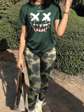 LW Cartoon Print Regular Stretchy Polyester Two-piece Pants Set