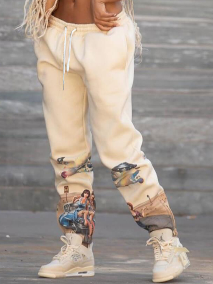 LW Mid Waist Mixed Print Sweatpants