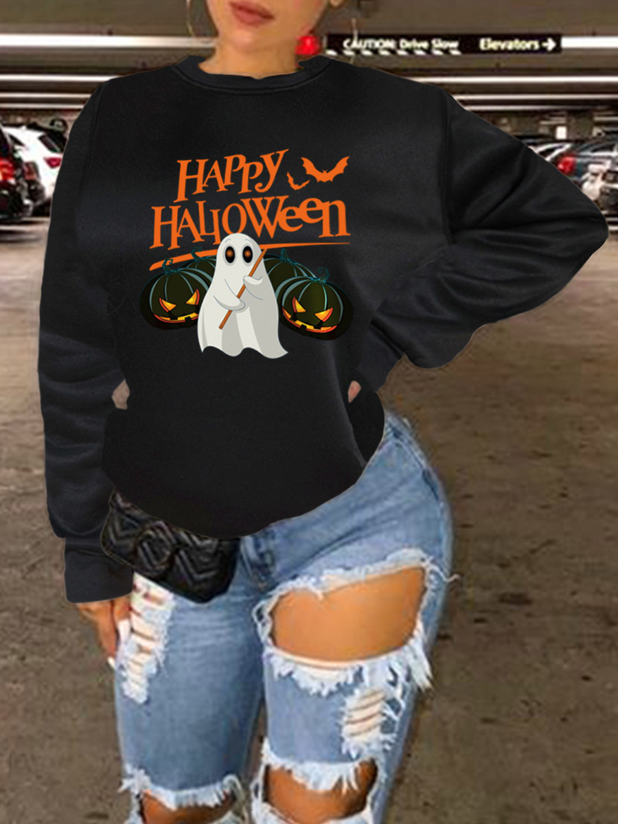 LW Halloween Letter Print Oversized Sweatshirt