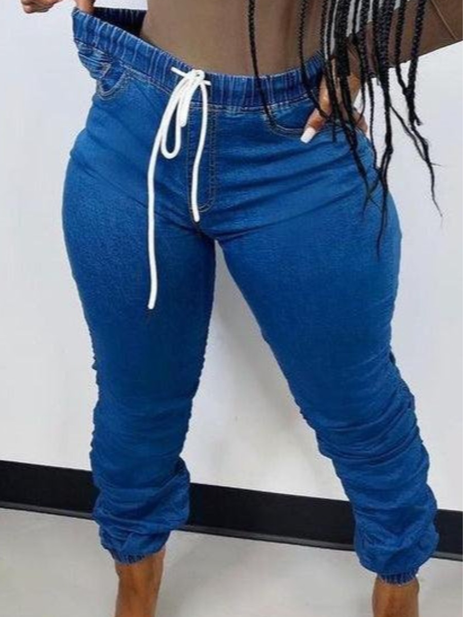 LW High Waisted Drawstring Stretchy Jeans