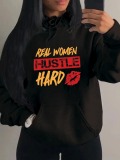 LW Plus Size Hustle Hard Lip Print Hoodie