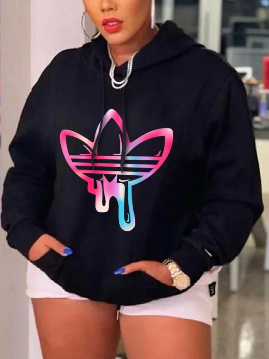 LovelyWholesale Gradient Kangaroo Pocket Hoodie Fall Long Sleeve Casual Hooded Collar Spring Summer 2024