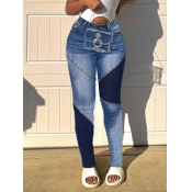 LW Mid Waist Patchwork Medium Stretchy Jeans