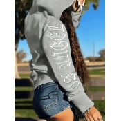 LW Hooded Collar Letter Print Jacket