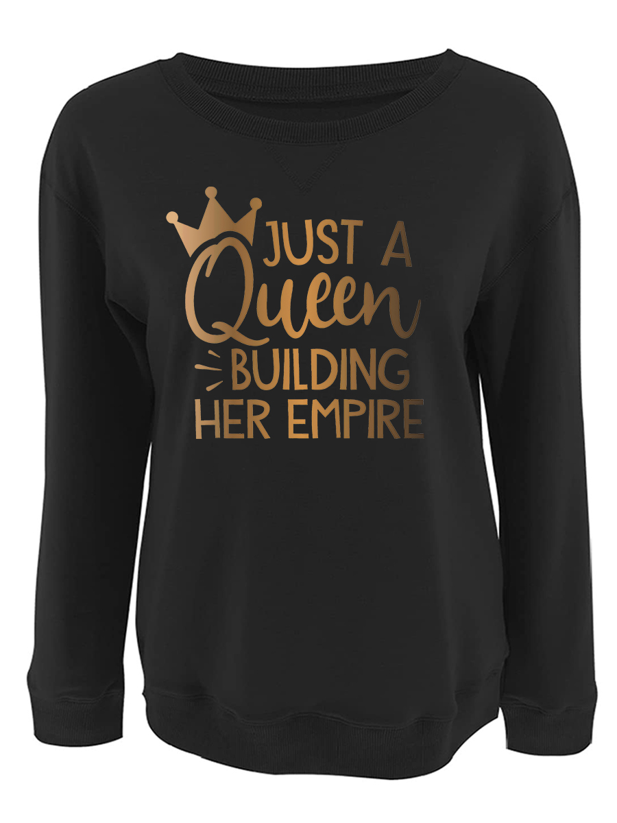 LW Plus Size Crown Queen Letter Print Sweatshirt 2X