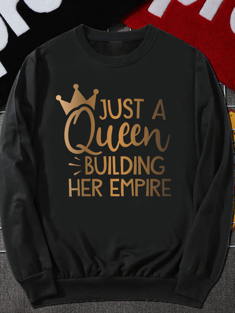 LW Plus Size Crown Queen Letter Print Sweatshirt 2X