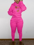 LW Figure Print Kangaroo Pocket Tracksuit Set