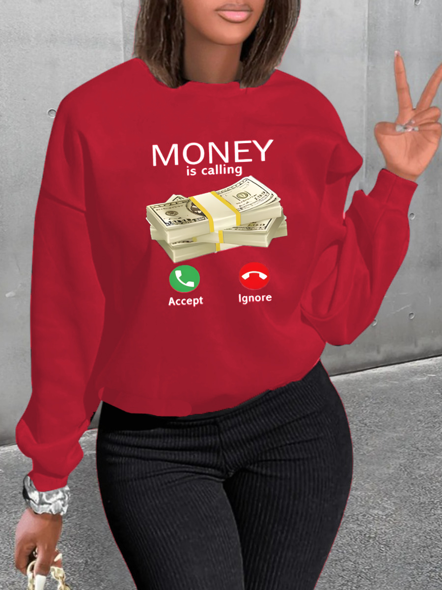 LW Money Letter Print Sweatshirt