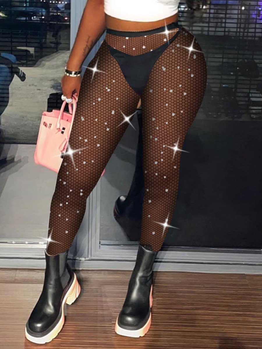LW SXY Rhinestone Mesh High Stretchy Leggings (Sui