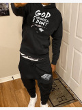 LW Men Letter Print Kangaroo Pocket Tracksuit Set
