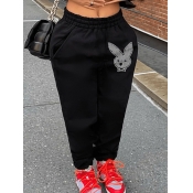 LW Plus Size Mid Waist Cartoon Print Sweatpants