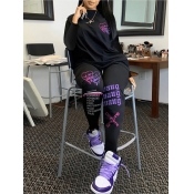 LW Round Neck Letter Print Pants Set