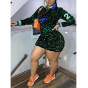 LW Plus Size Letter Print Sequined Bodycon Dress