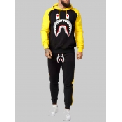 LW Men Fish Mouth Print Kangaroo Pocket Tracksuit 