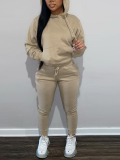 LW BASICS Kangaroo Pocket Drawstring Tracksuit Set