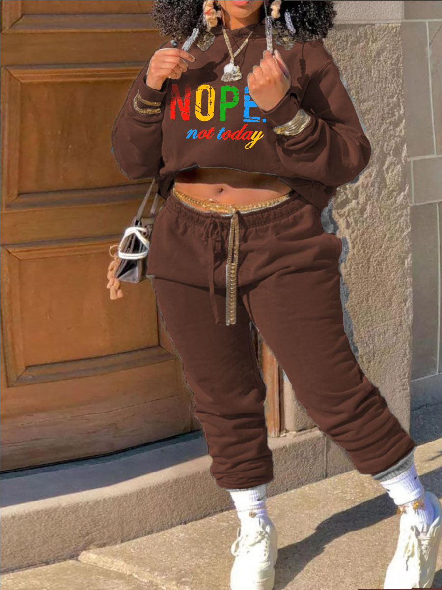 LW Nope Not Today Letter Print Tracksuit Set