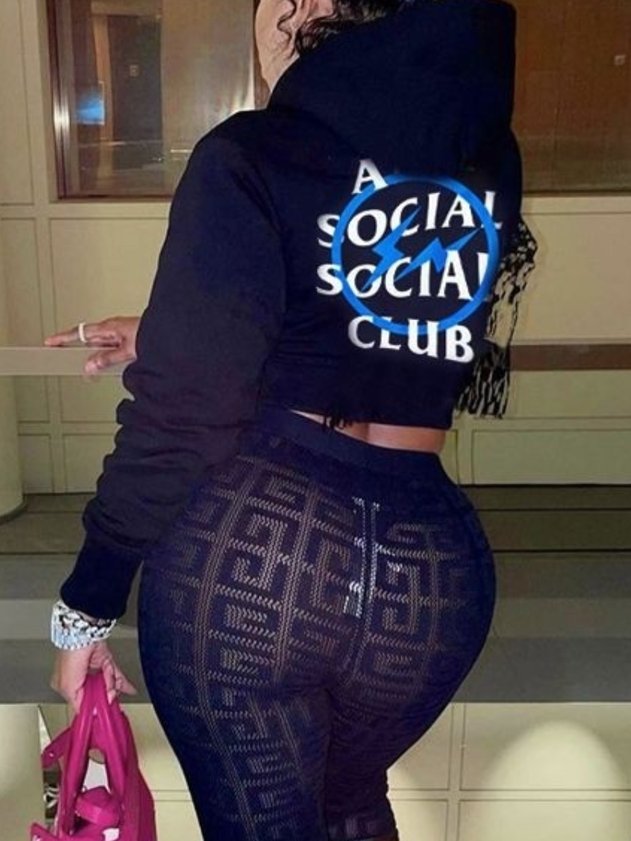 LovelyWholesale Letter Print Kangaroo Pocket Hoodie Fall Long Sleeve Casual Hooded Collar Spring Summer 2024