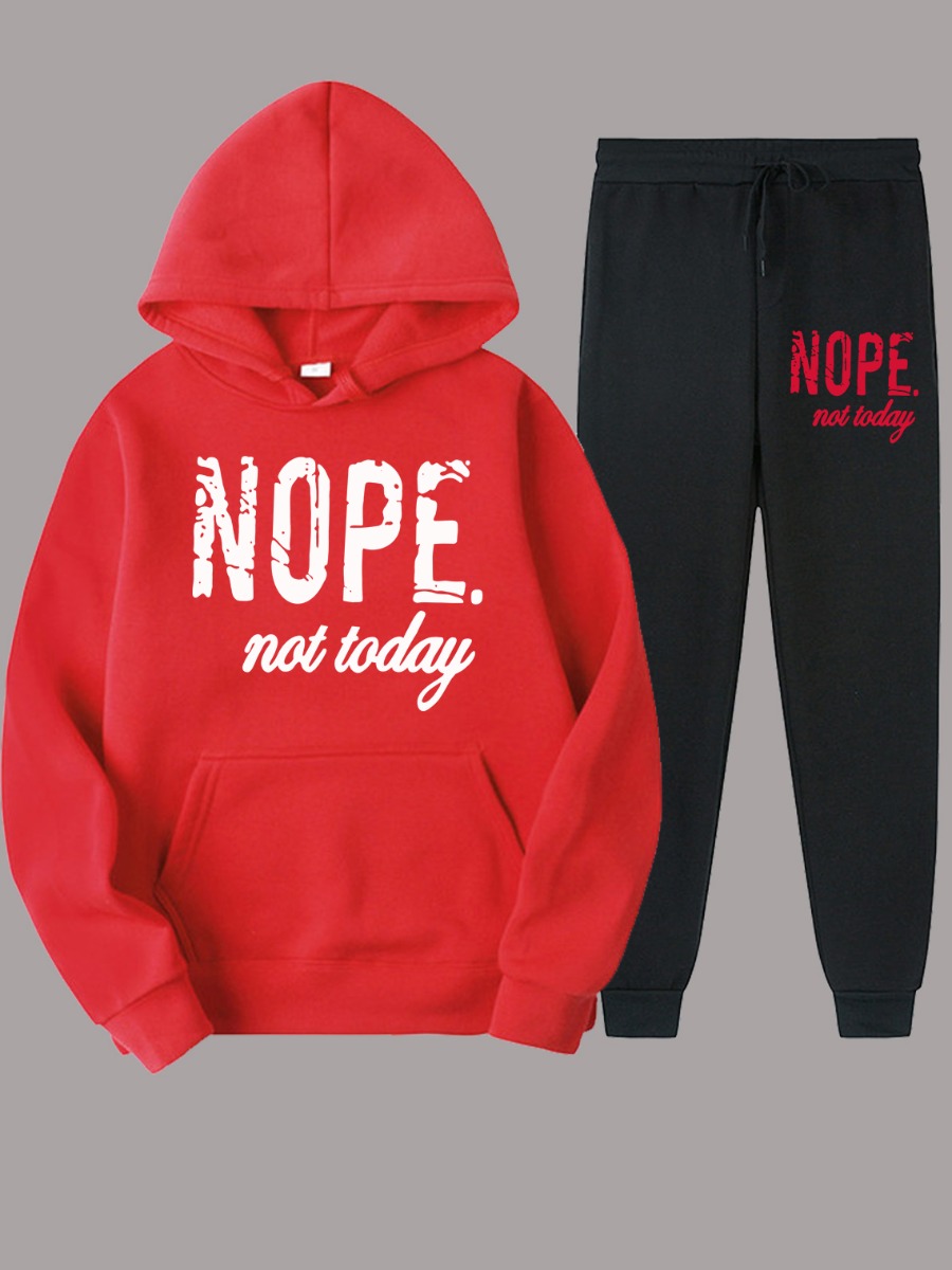 LW Plus Size Nope Not Today Letter Print Tracksuit Set 3X