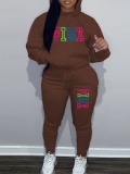 LW Plus Size Pink Letter Print Tracksuit Set
