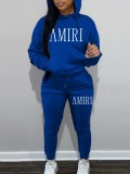 LW Letter Print Kangaroo Pocket Tracksuit Set