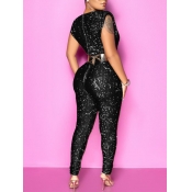LW SXY Round Neck Back Zipper Sequined Jumpsuit (W