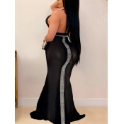 LW SXY Plus Size Rhinestone Backless Bodycon Prom 