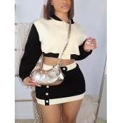 LW Plus Size Crop Top Button Design Skirt Set