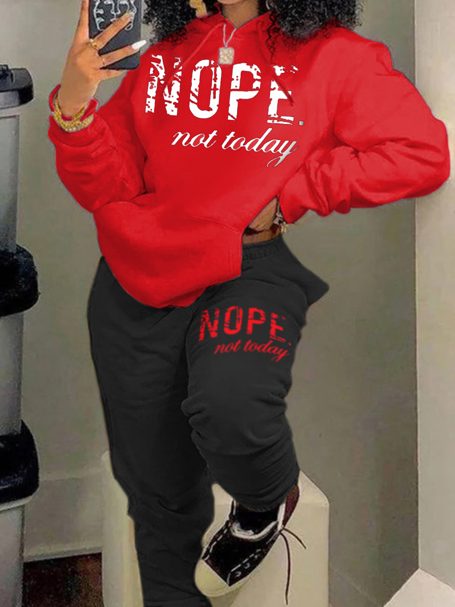 LW Plus Size Nope Not Today Letter Print Tracksuit Set 3X