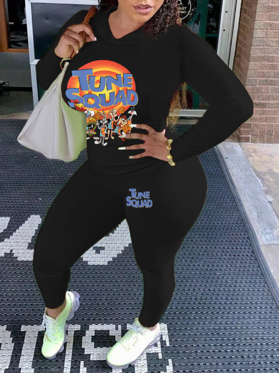LW Plus Size Cartoon Letter Print Pants Set
