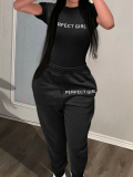 LW Plus Size Letter Print Drawstring Pants Set