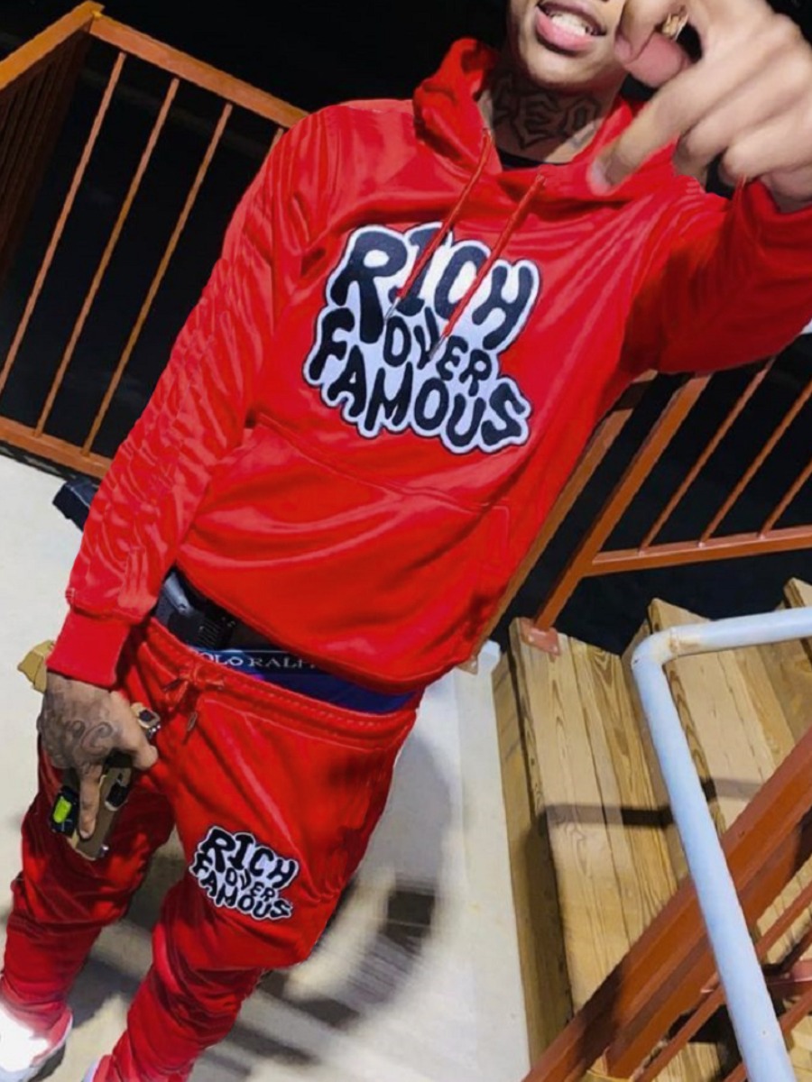 LW Men Rich Over Famous Letter Print Tracksuit Set