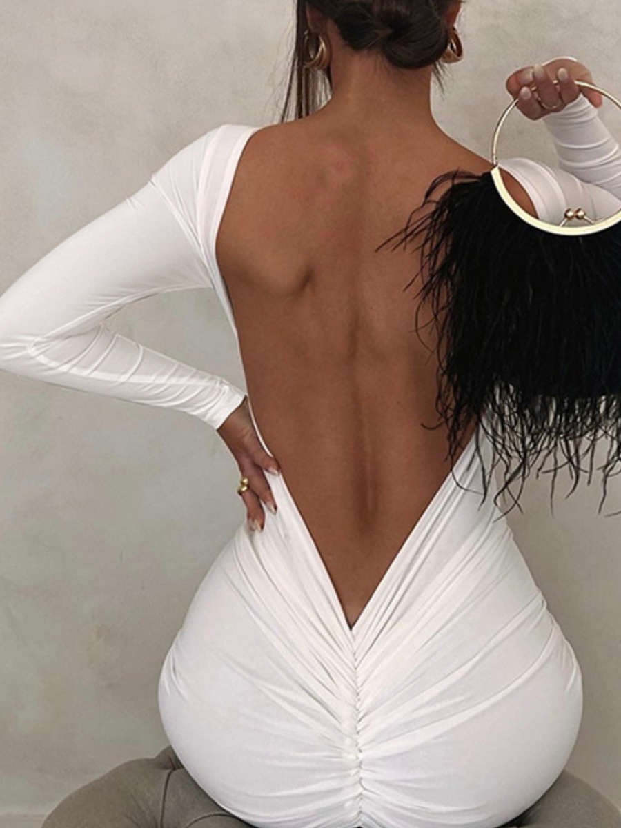 LW Backless Ruched Prom Dress