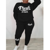 LW Plus Size Pink Letter Print Pants Set