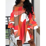 LW Off The Shoulder Mixed Print Layered Cascading 