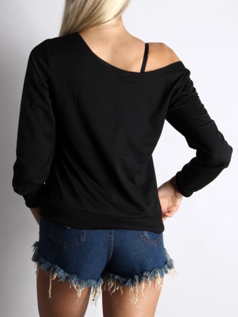 LW COTTON One Shoulder Lip Print Sweatshirt