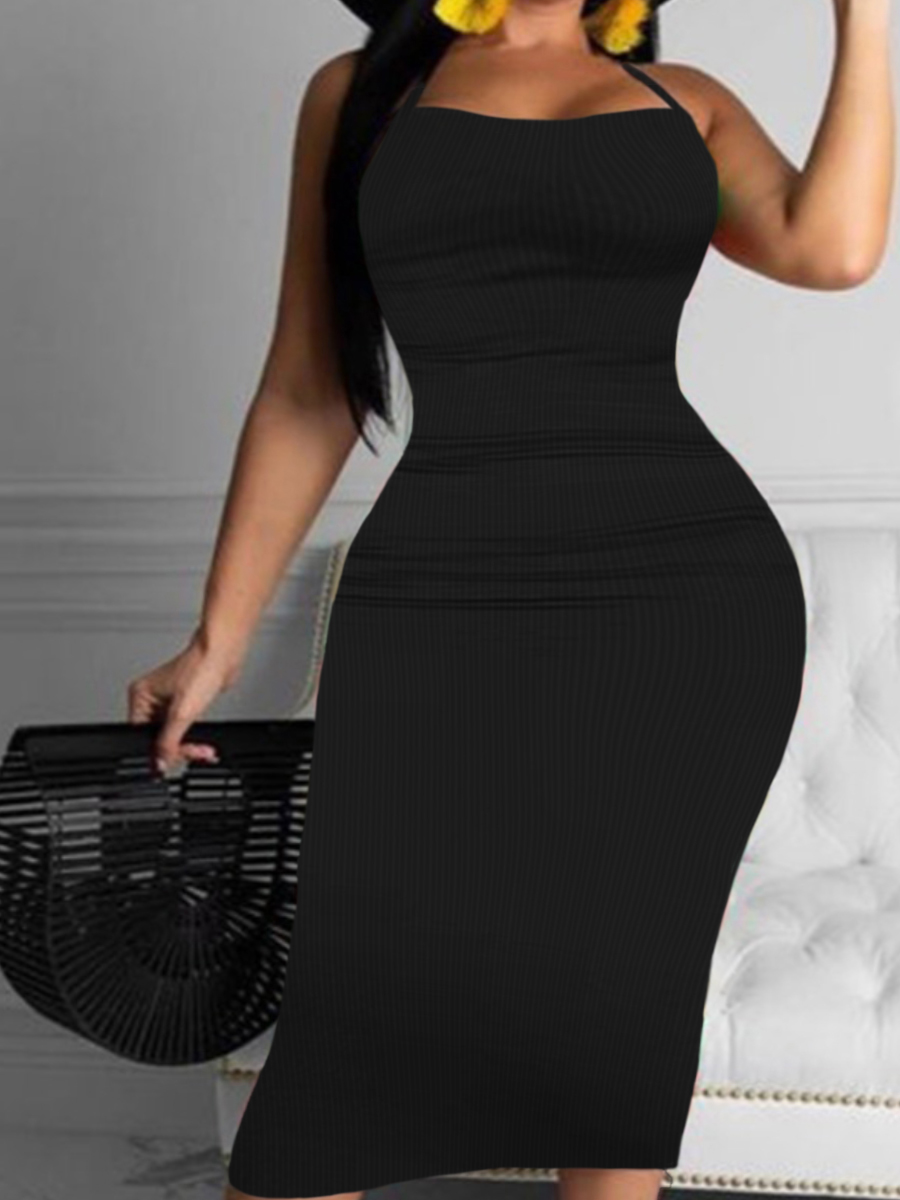 LW BASICS Plus Size Rib Knit Bodycon Cami Dress
