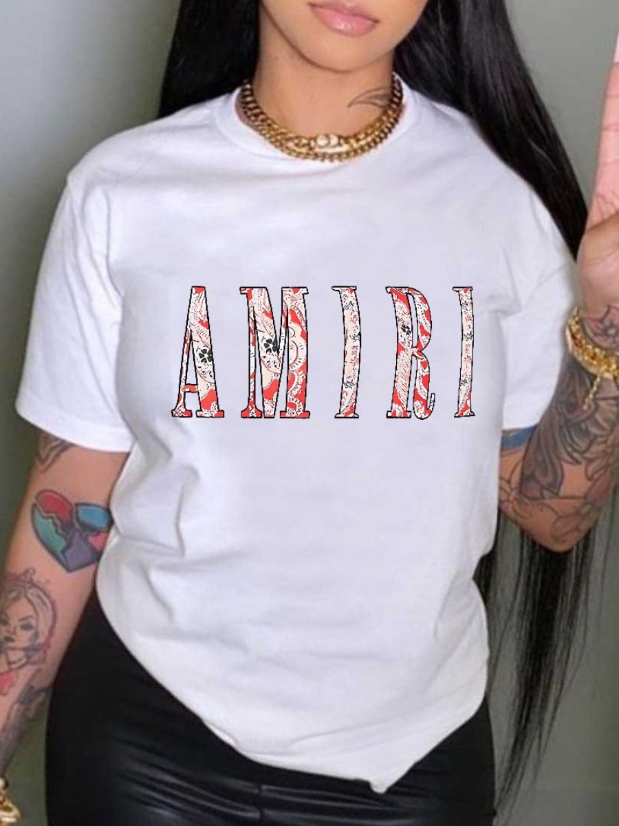 LW Round Neck Letter Print T-shirt