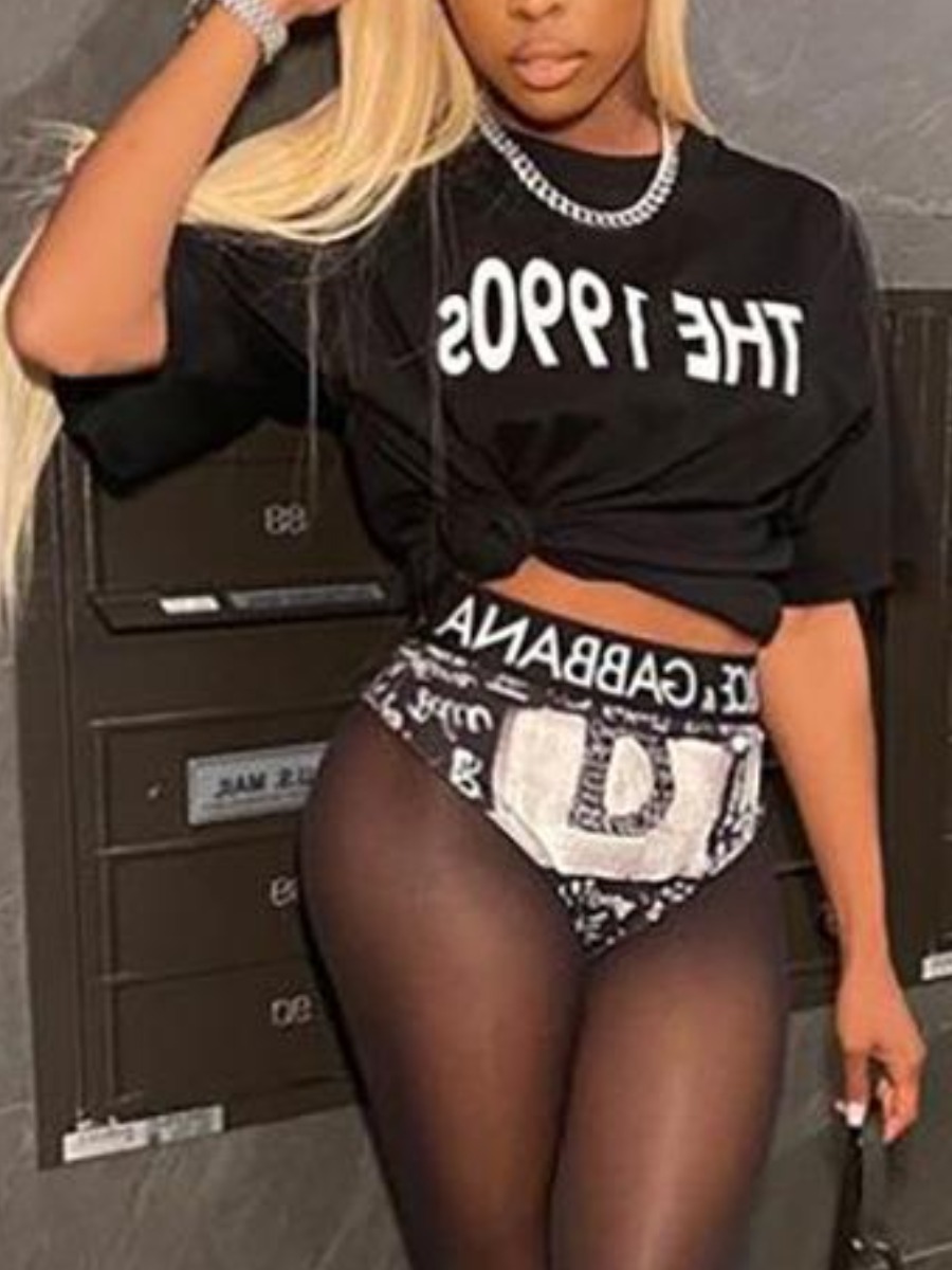LW Letter Print Regular Fit T-shirt
